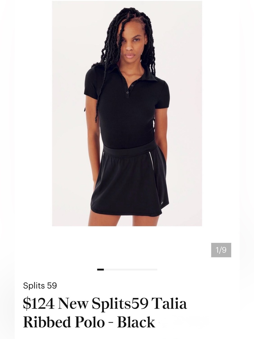 NWT Splits59 Talia Ribbed Polo -Black